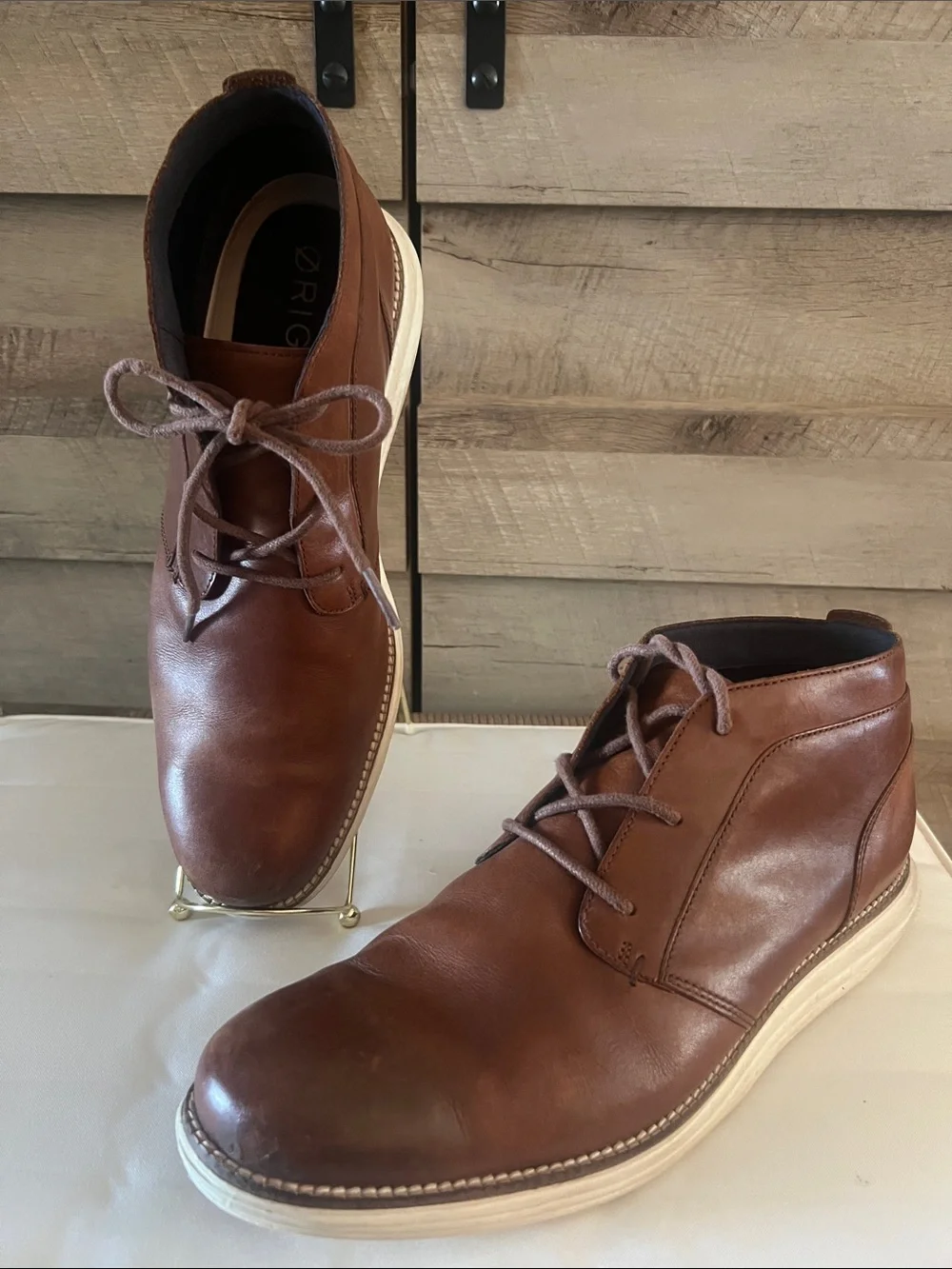 Cole Haan Grand.OS Mens 10.5 M Brown Leather Chukka Boots Lace Up Casual Shoes